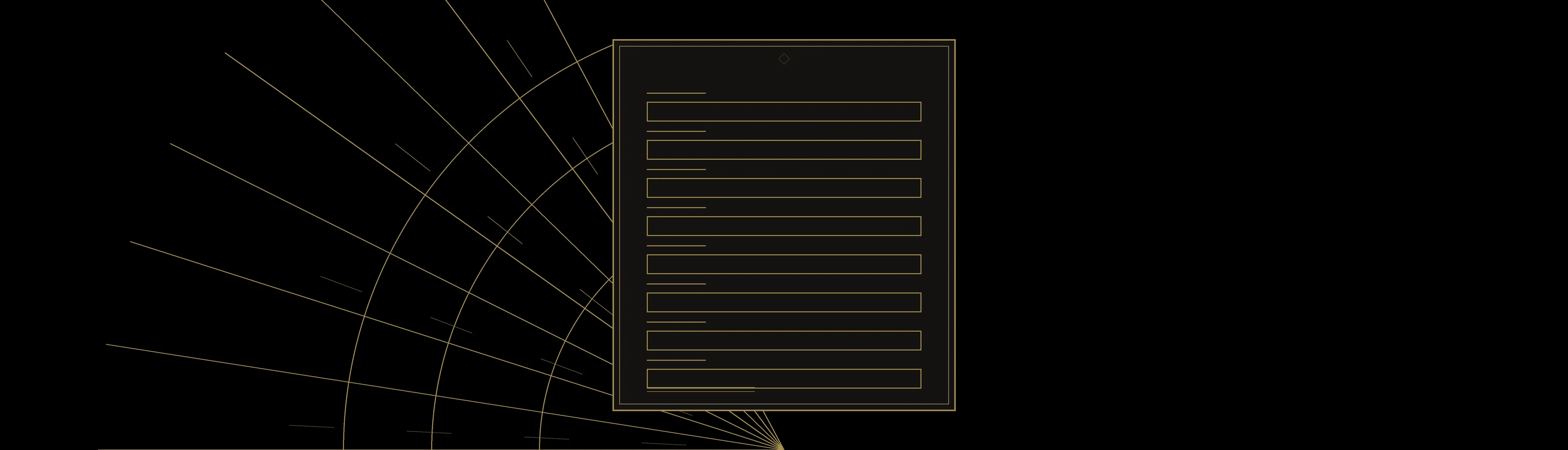 Art deco fan pattern behind a sketched form