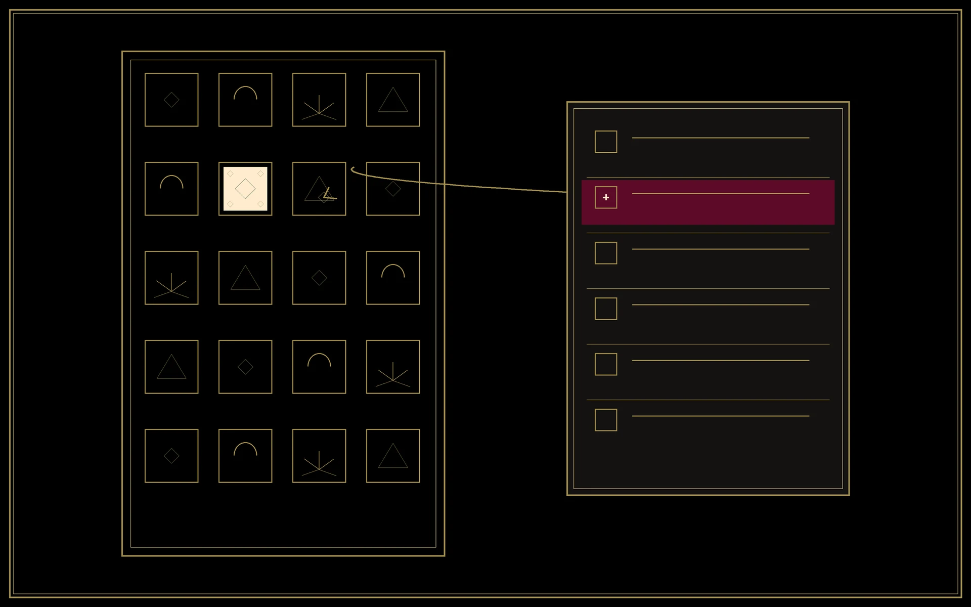 Phone outline with a highlighted home-screen tile and a menu