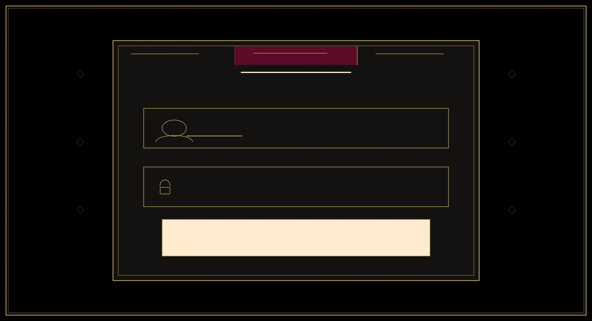 Sketch of a sign-in panel with three tabs and two fields