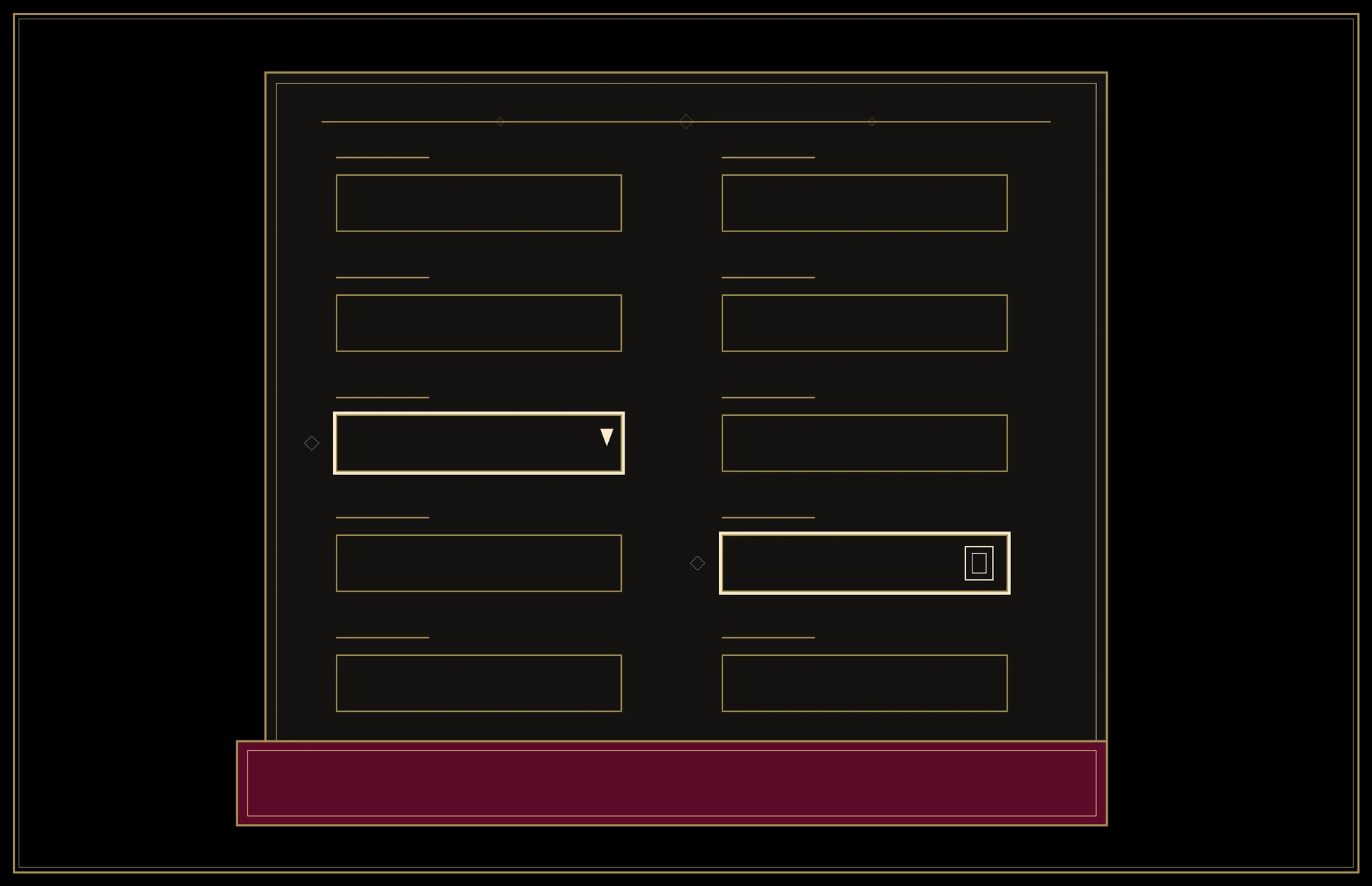 Sketch of a sign-up form with two fields outlined in cream